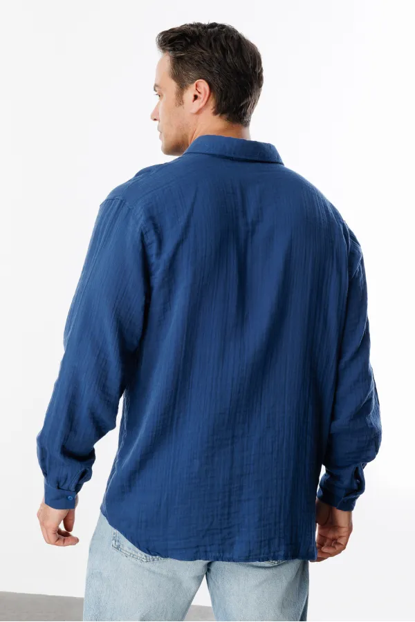 Chemise en mousseline basique oversize pour homme