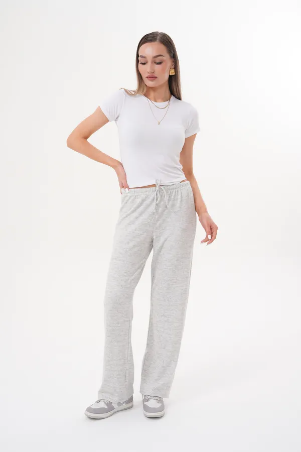 Women's Soft Knitted Trousers with Elastic Waist and Pockets