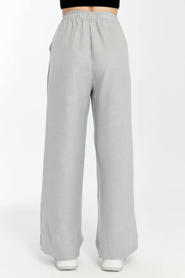 Kadın Pantolon Keten Karışımlı Belİ Lastikli Kırışmaz Kumaş Pantolon KETEN-PANTOLON