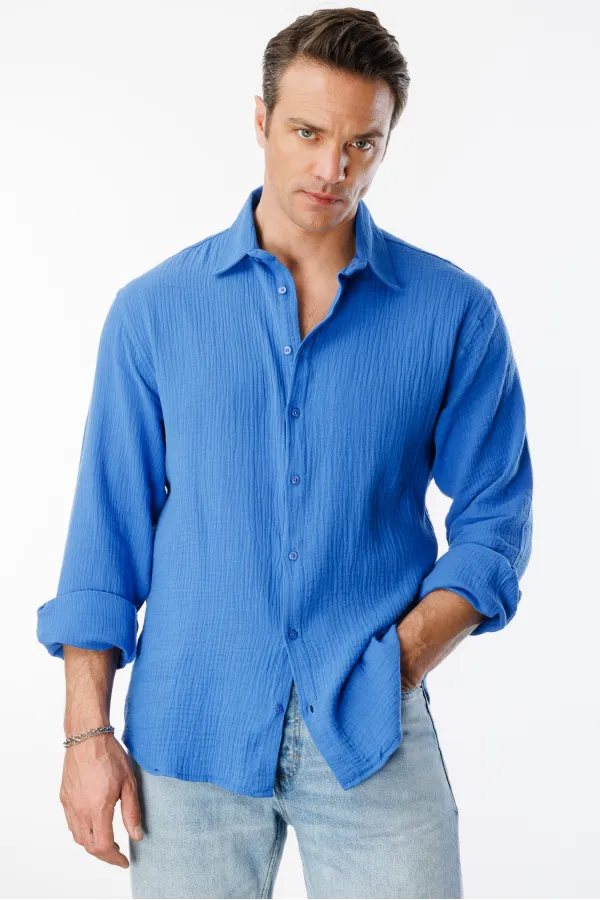 Chemise en mousseline basique oversize pour homme