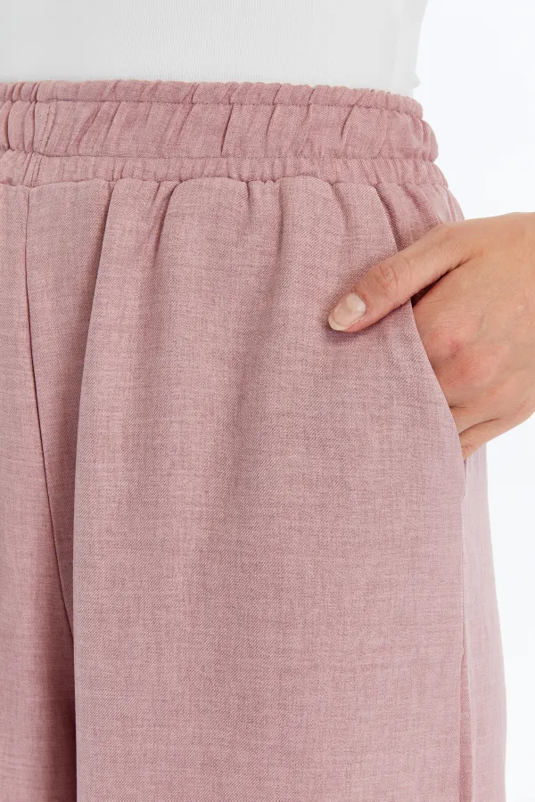 Kadın Pantolon Keten Karışımlı Belİ Lastikli Kırışmaz Kumaş Pantolon KETEN-PANTOLON