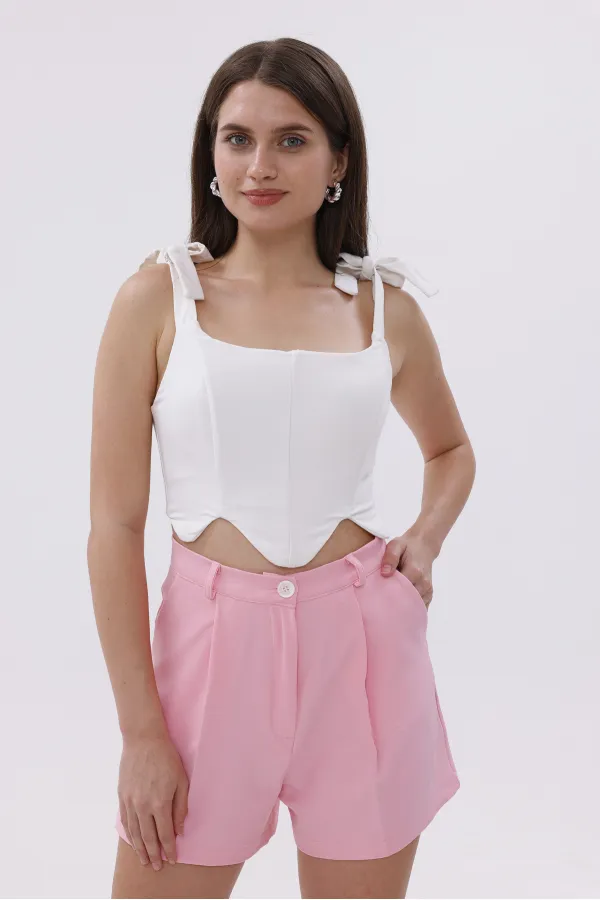 FundaChoosesXGenius Kadın Pileli Şort İç Göstermez Lamineli Kadın Şort PİLELİ-ŞORT