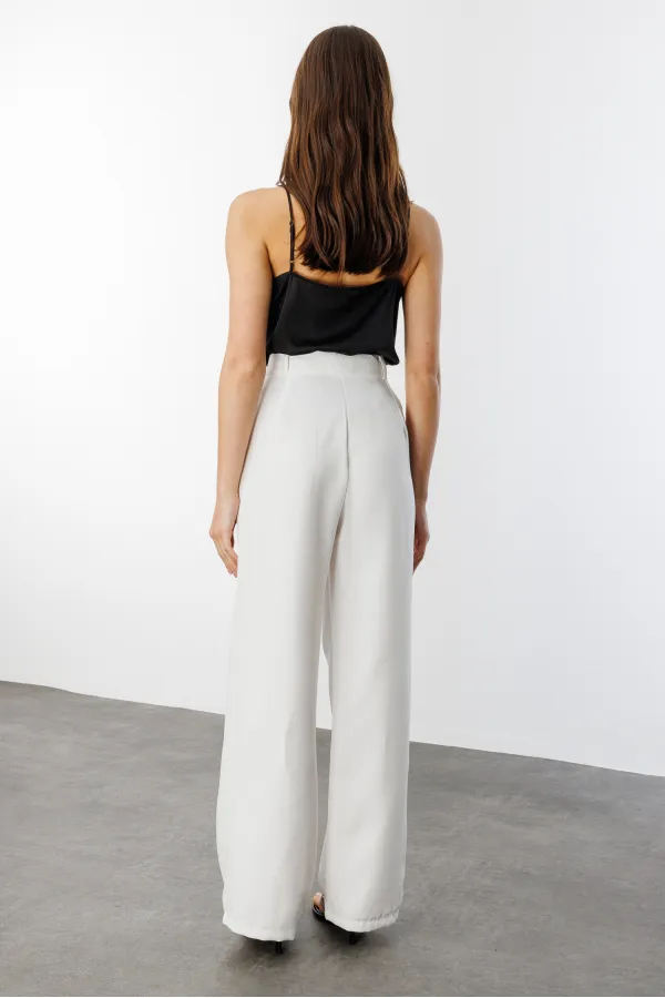 Women's Pleated Fabric High Waist Palazzo Trousers PANTS-002