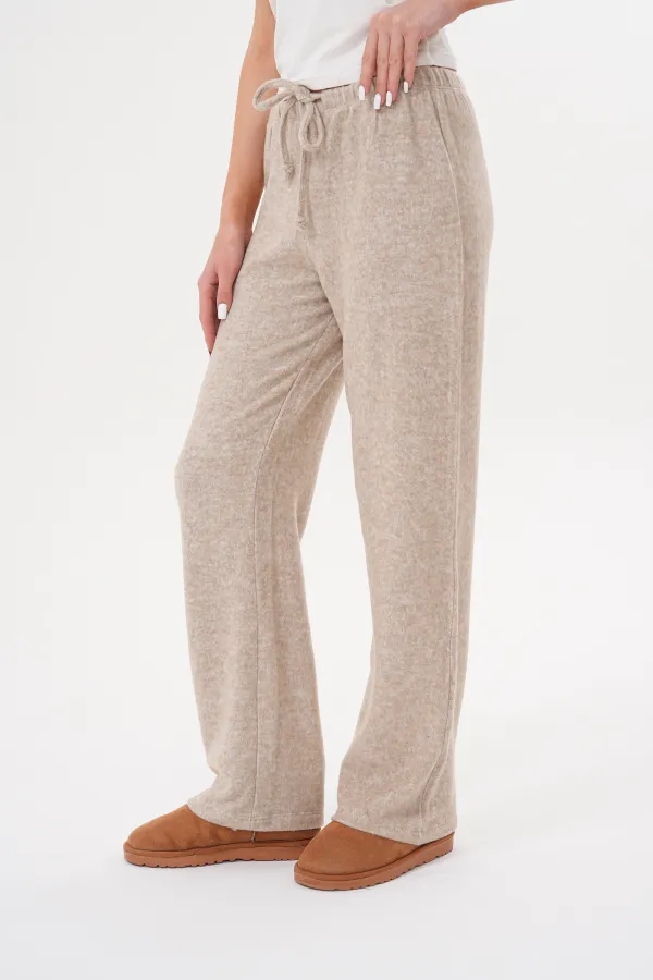 Women's Soft Knitted Trousers with Elastic Waist and Pockets