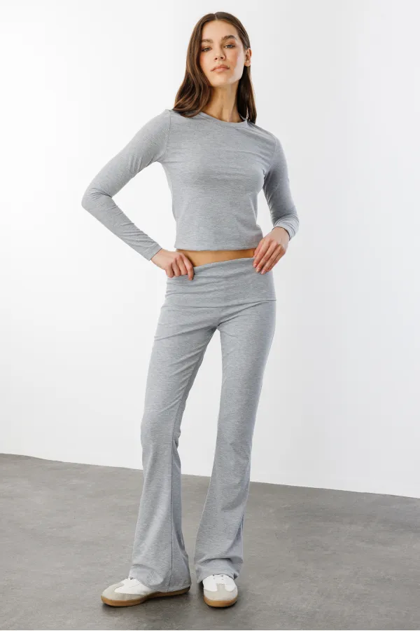 Kadın İspanyol Paça Jarse Pantolon Flared İSPANYOLPAÇA-PANTOLON