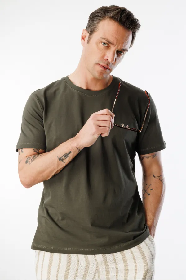 T-shirt homme 100 % coton, coupe classique, col rond, basique, BASIC-T-SHIRT1