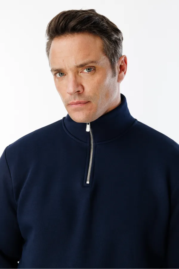 Sweat-shirt unisexe, coupe décontractée, coton, doublure polaire, demi-zip, col montant