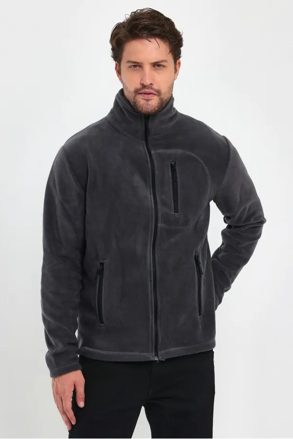 Veste polaire tactique d'extérieur pour homme, fermeture éclair intégrale et 3 poches, POLAR-GNS