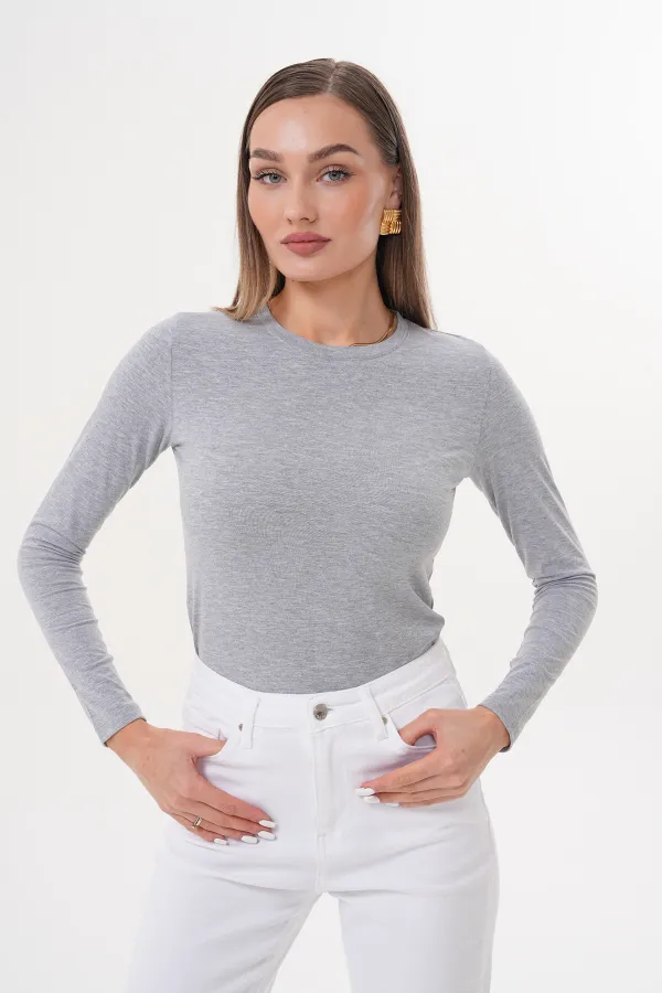 Uzun Kollu Kısa Kadın Bluz Long Fitted UZUNKOL-BLUZ