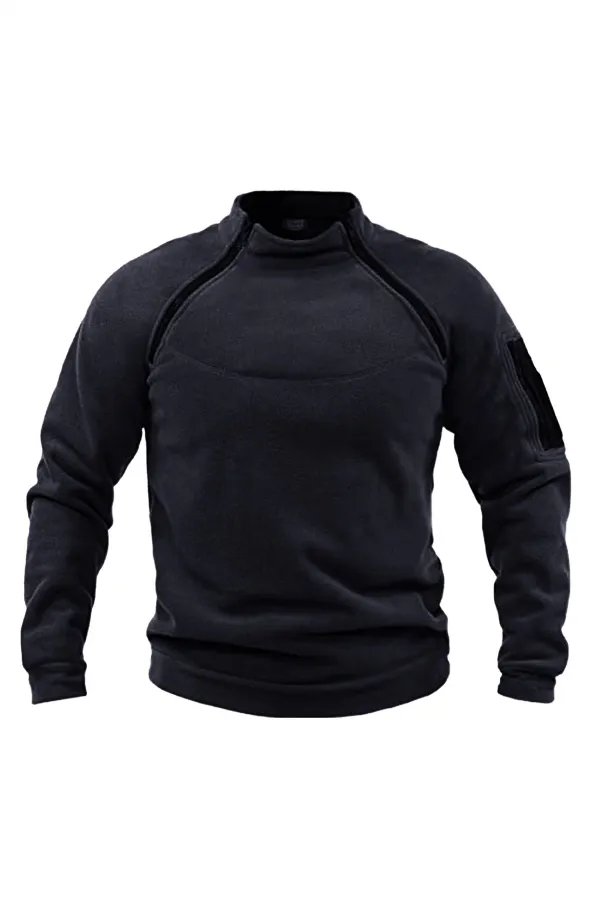 Polaire tactique de combat zippée avec poches pour homme, idéale pour les activités de plein air.