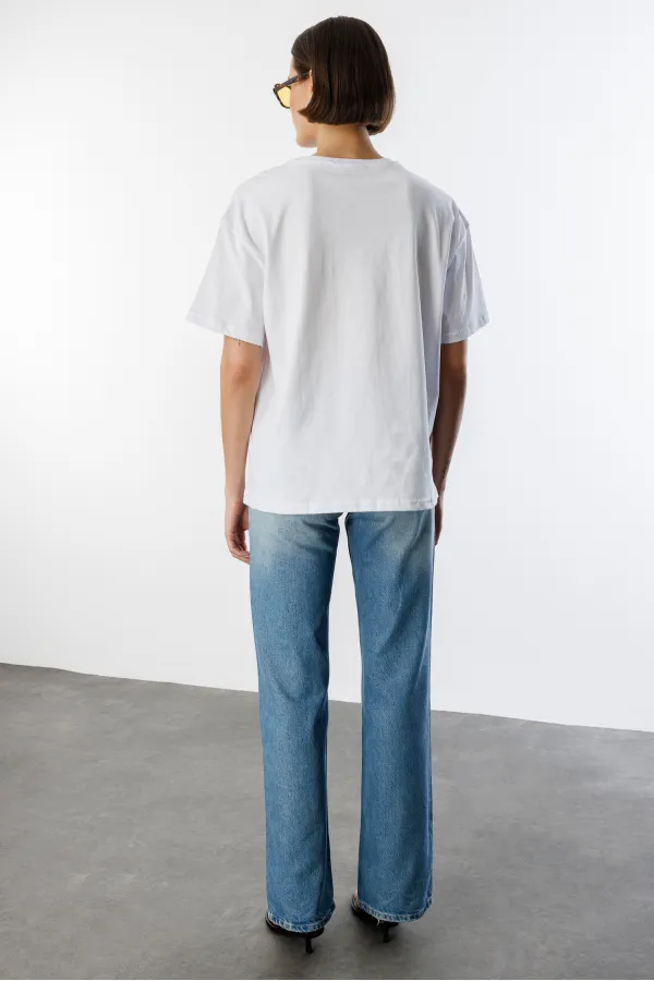 Kadın %100 Organik Pamuklu Kalın Dokulu Oversize Fit Yuvarlak Yakalı T-shirt KADIN-OVERSIZE-T-SHIRT