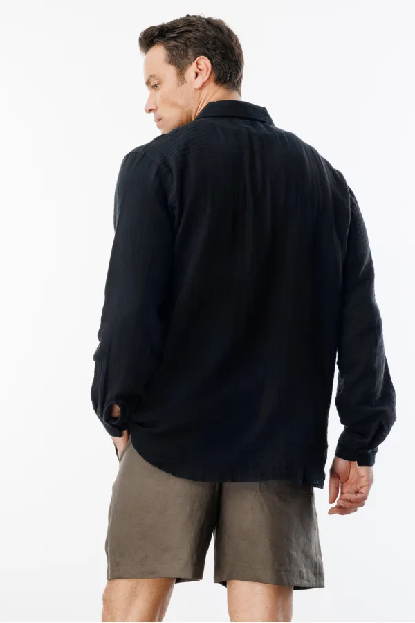 Oversize Basic Erkek Müslin Gömlek ERKEK-MÜSLİN-GÖMLEK