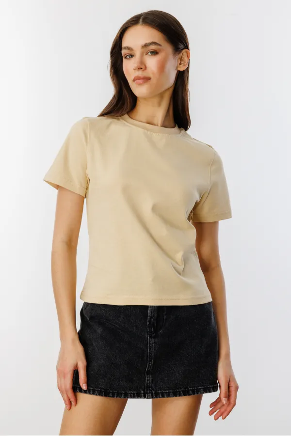 Women's Short-Sleeve Organic Cotton Crew Neck Crop T-shirt