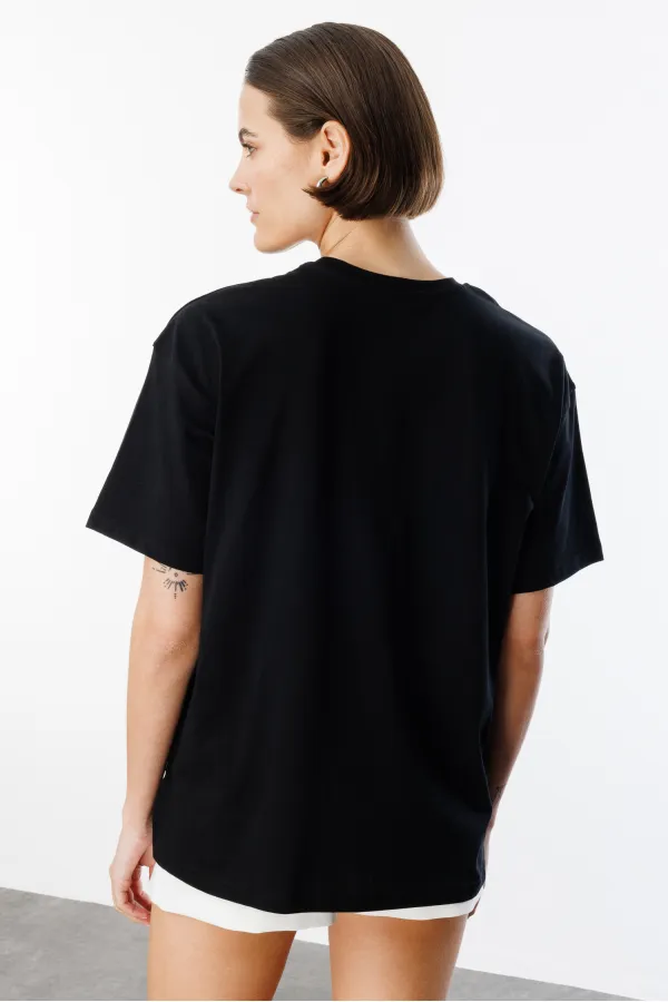 Women's 100% Organic Cotton Relaxed Fit Slit Round Neck T-shirt SLIT-T-SHIRT