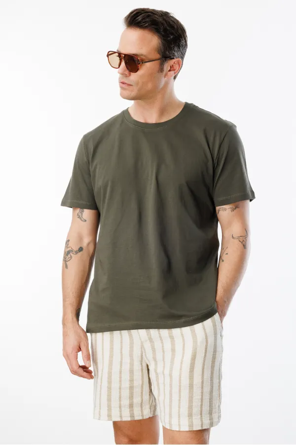 T-shirt homme 100 % coton, coupe classique, col rond, basique, BASIC-T-SHIRT1