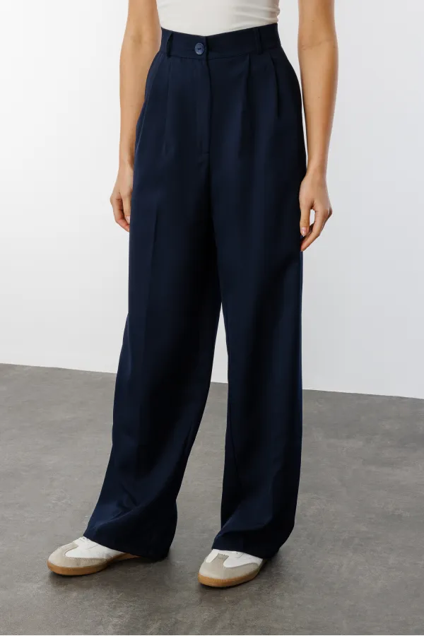 Women's Pleated Fabric High Waist Palazzo Trousers PANTS-002