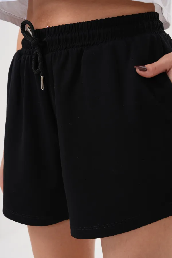 Kadın Modal Şort Beli Lastikli Cepli Şort MODAL-ŞORT