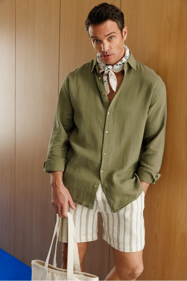 Chemise en mousseline basique oversize pour homme