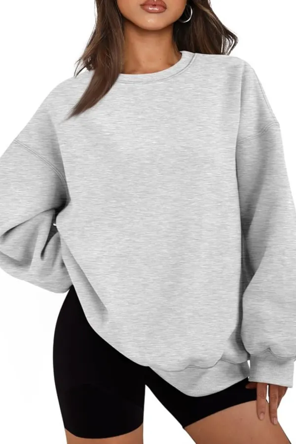 Sweat-shirt oversize pour femme Genius Store, coupe ample, doublure brossée, col rond.