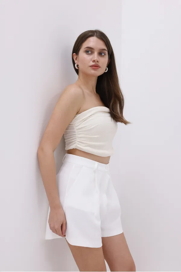 FundaChoosesXGenius Kadın Pileli Şort İç Göstermez Lamineli Kadın Şort PİLELİ-ŞORT