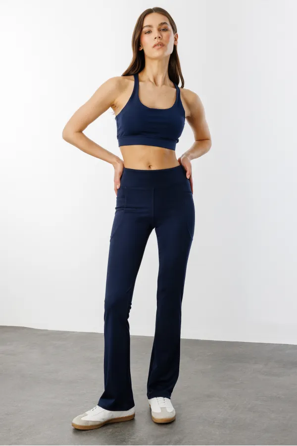 Kadın Yüksek Bel Toparlayıcı Çift Cepli Ispanyol Paça Tayt İSPANYOLPAÇA-TAYT