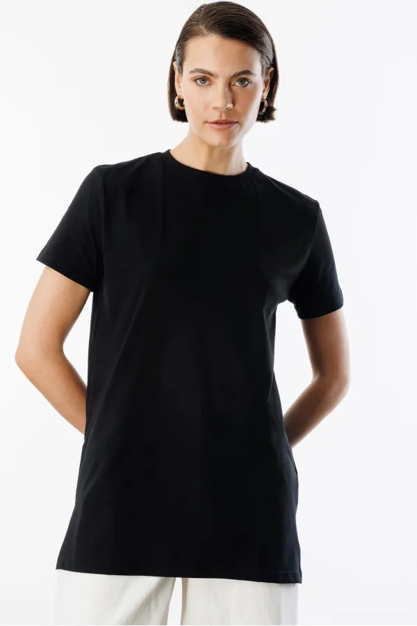 Regular Fit Crew Neck Basic Plain Short Sleeve 100% Cotton Tunic OVERSIZE-TUNIC