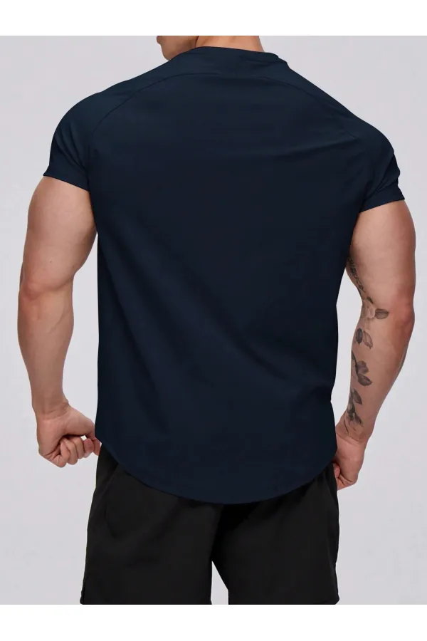 Erkek Spor Tişört Running Sports Gym Reglan Oval Kesim Penye T-shirt OVALT-SHİRT