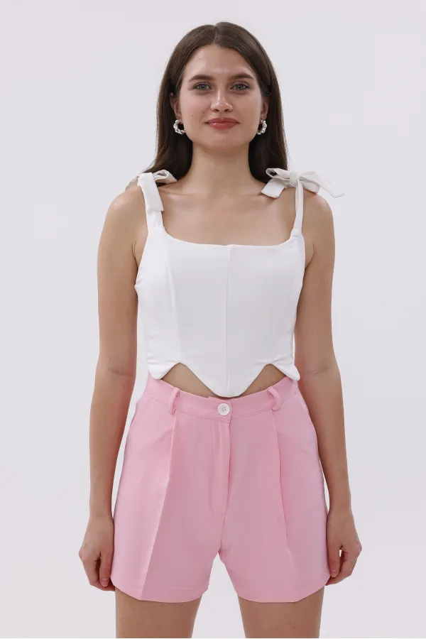 FundaChoosesXGenius Kadın Pileli Şort İç Göstermez Lamineli Kadın Şort PİLELİ-ŞORT