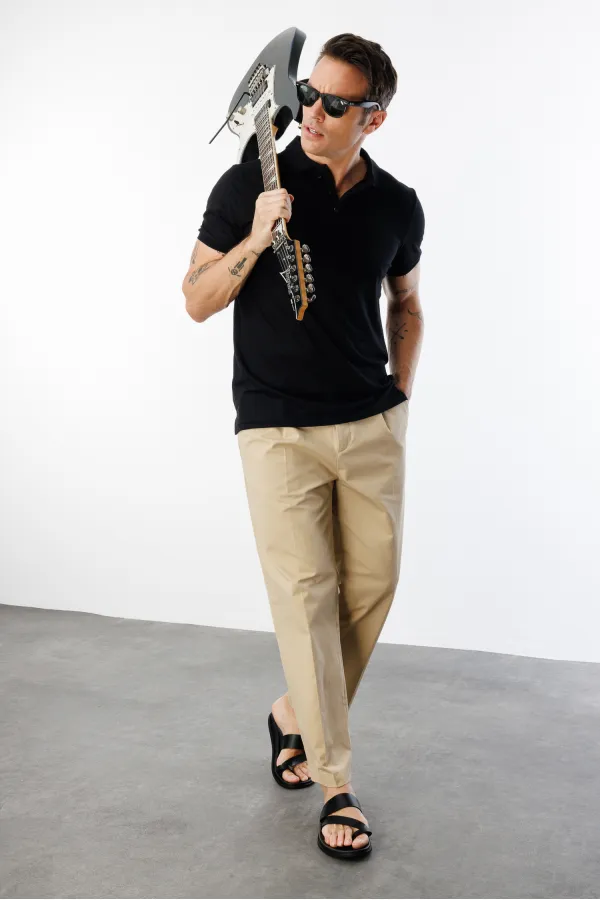  Erkek Çekmeyen Pamuklu Kumaş Regular Fit Standart Kesim Polo Yaka Tişört POLOYAKA-T-SHIRT1