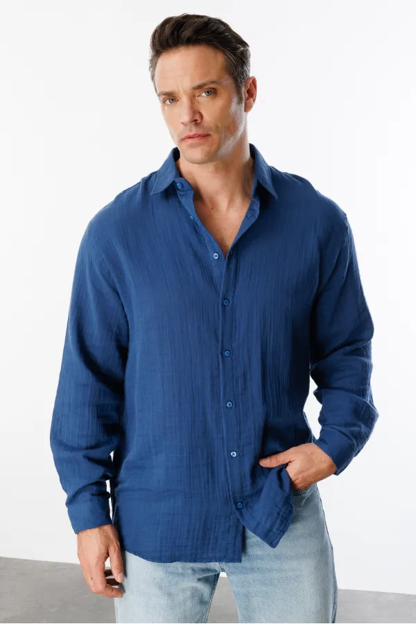 Chemise en mousseline basique oversize pour homme