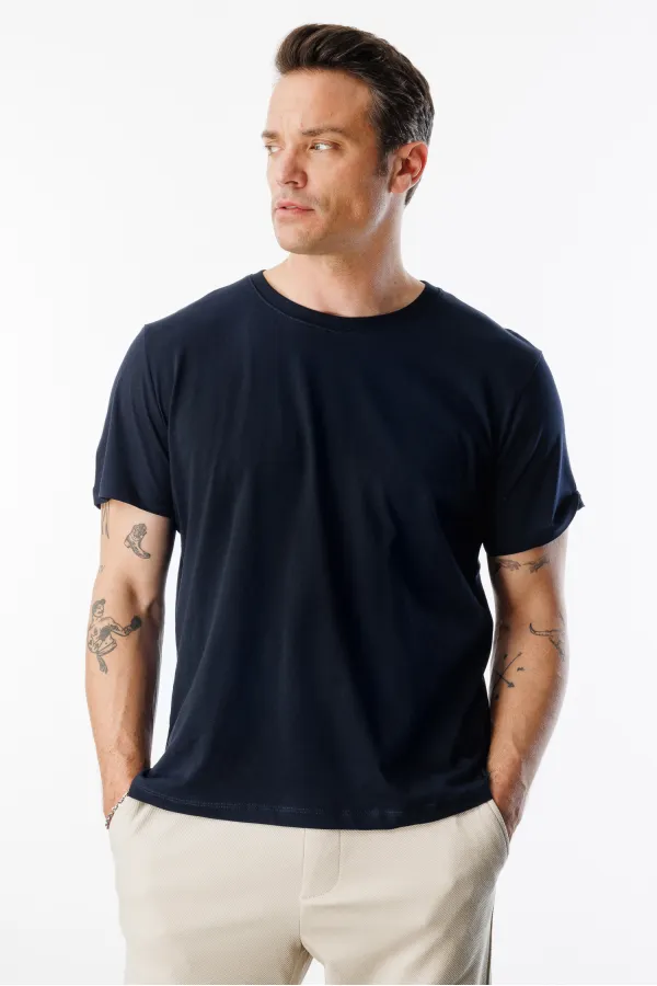 Erkek T-shirt %100 Pamuk Regular Fit Standart Kesim Bisiklet Yaka Basic Tişört BASIC-T-SHIRT1