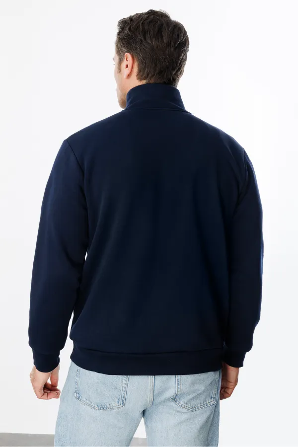 Sweat-shirt unisexe, coupe décontractée, coton, doublure polaire, demi-zip, col montant