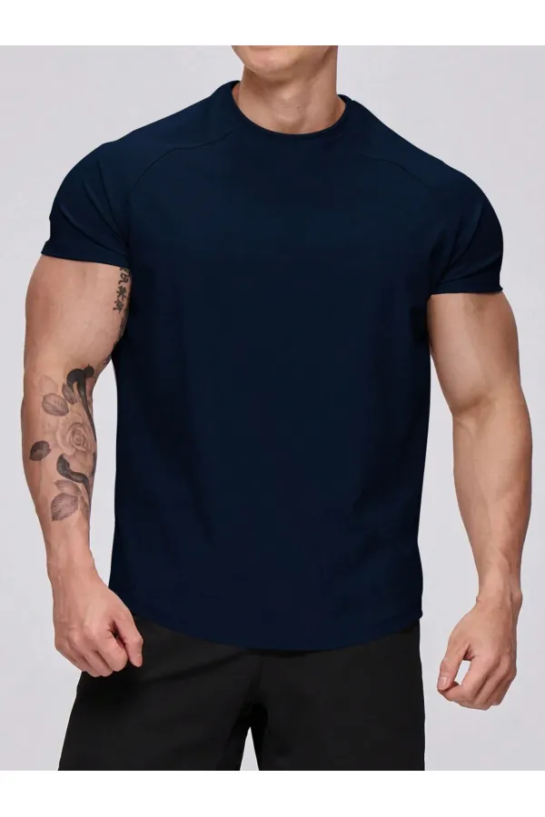 Erkek Spor Tişört Running Sports Gym Reglan Oval Kesim Penye T-shirt OVALT-SHİRT