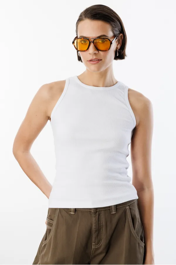 Débardeur basique pour femme à bretelles larges et aspect côtelé ATLET2