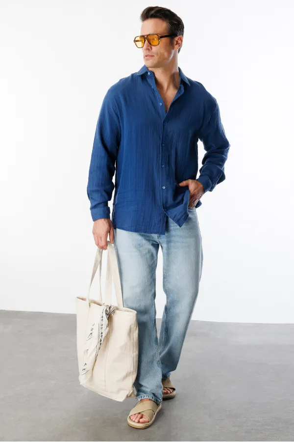 Chemise en mousseline basique oversize pour homme