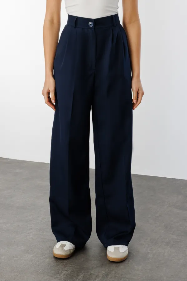 Women's Pleated Fabric High Waist Palazzo Trousers PANTS-002