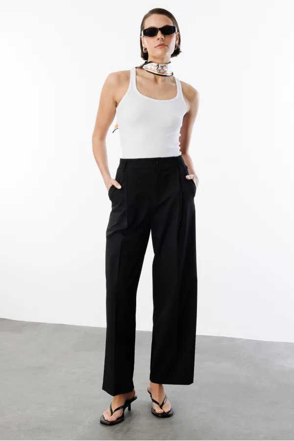 Débardeur basique pour femme à bretelles larges et aspect côtelé TOP1