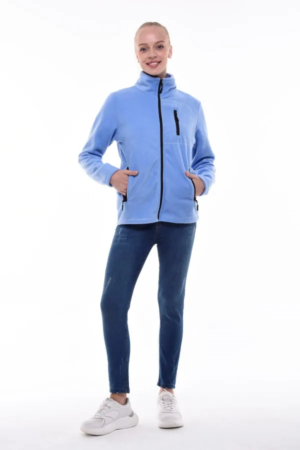 Store Kadın Polar Tam Fermuarlı Outdoor 3 Cepli Spor Polar Ceket KDN-PLR17