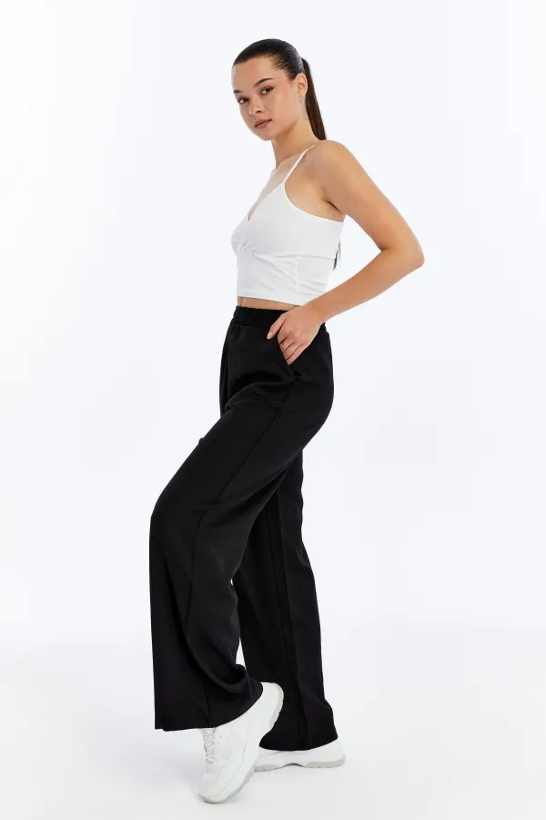 Kadın Pantolon Keten Karışımlı Belİ Lastikli Kırışmaz Kumaş Pantolon KETEN-PANTOLON