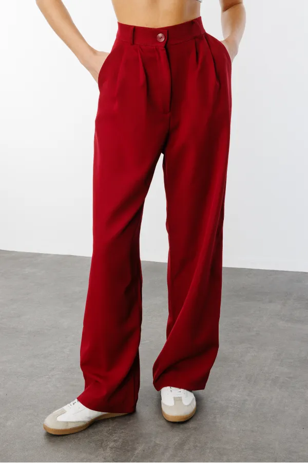 Women's Pleated Fabric High Waist Palazzo Trousers PANTS-002