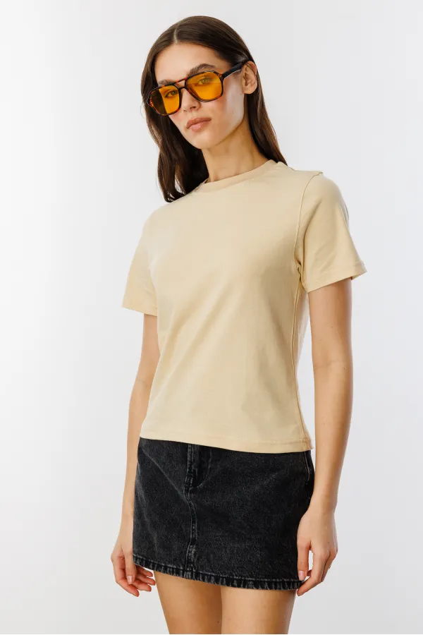 Women's Short-Sleeve Organic Cotton Crew Neck Crop T-shirt