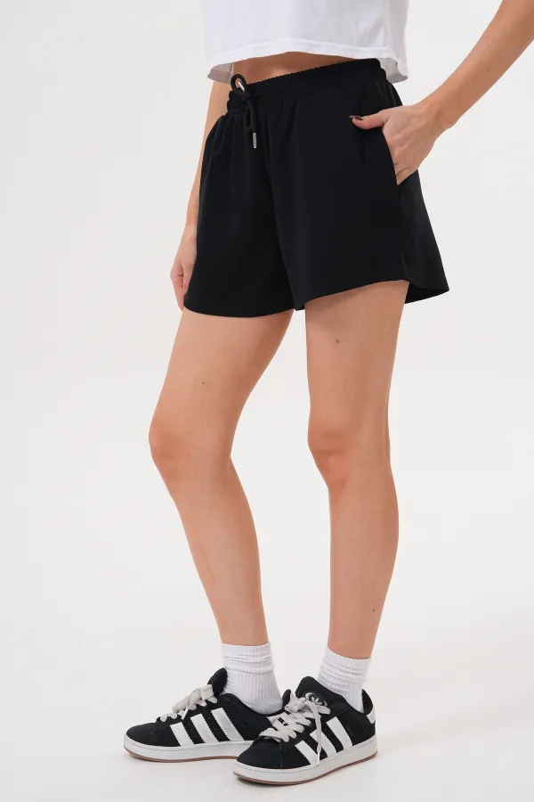 Kadın Modal Şort Beli Lastikli Cepli Şort MODAL-ŞORT