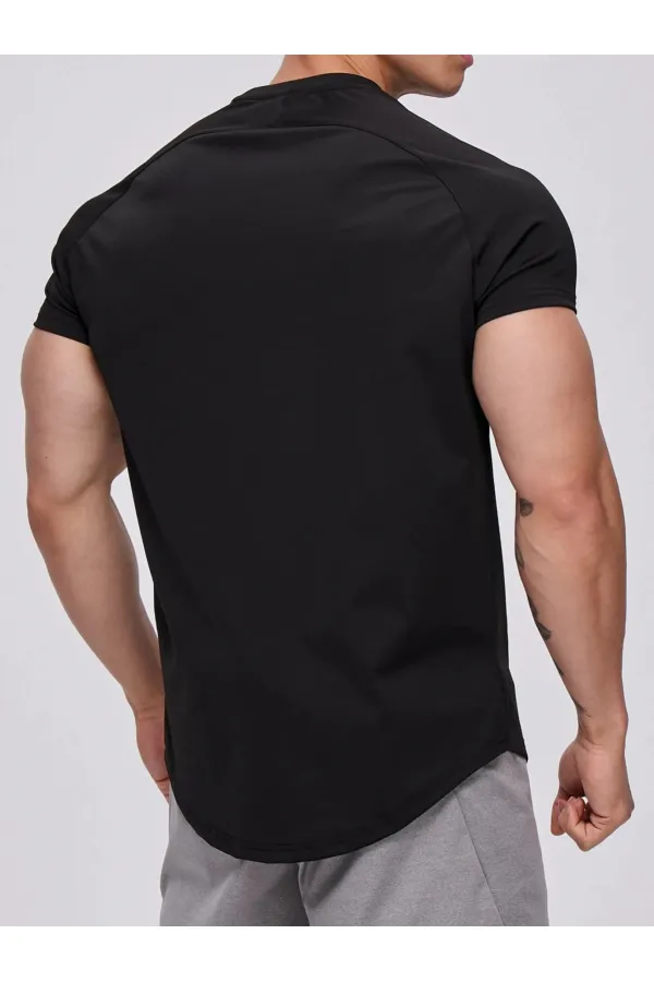 Men's Sports T-Shirt Running Sports Gym Raglan Oval Cut Combed Cotton T-shirt OVALT-SHIRT