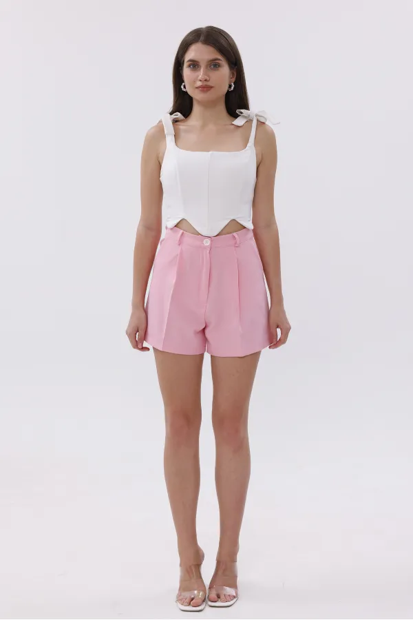 FundaChoosesXGenius Kadın Pileli Şort İç Göstermez Lamineli Kadın Şort PİLELİ-ŞORT