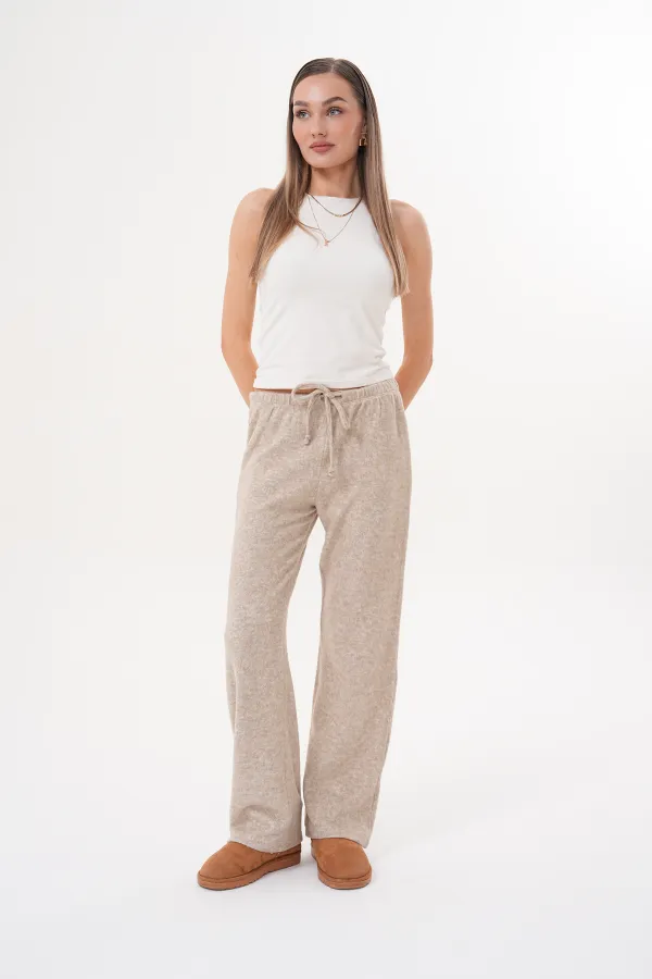 Women's Soft Knitted Trousers with Elastic Waist and Pockets