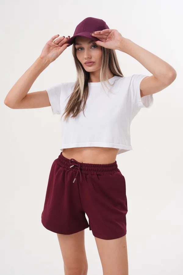 Kadın Modal Şort Beli Lastikli Cepli Şort MODAL-ŞORT