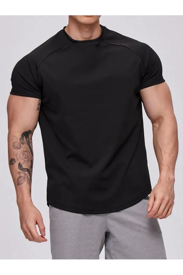 Men's Sports T-Shirt Running Sports Gym Raglan Oval Cut Combed Cotton T-shirt OVALT-SHIRT