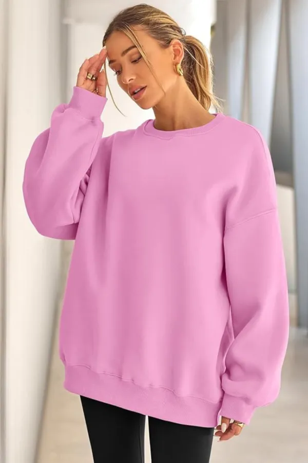 Sweat-shirt oversize pour femme Genius Store, coupe ample, doublure brossée, col rond.