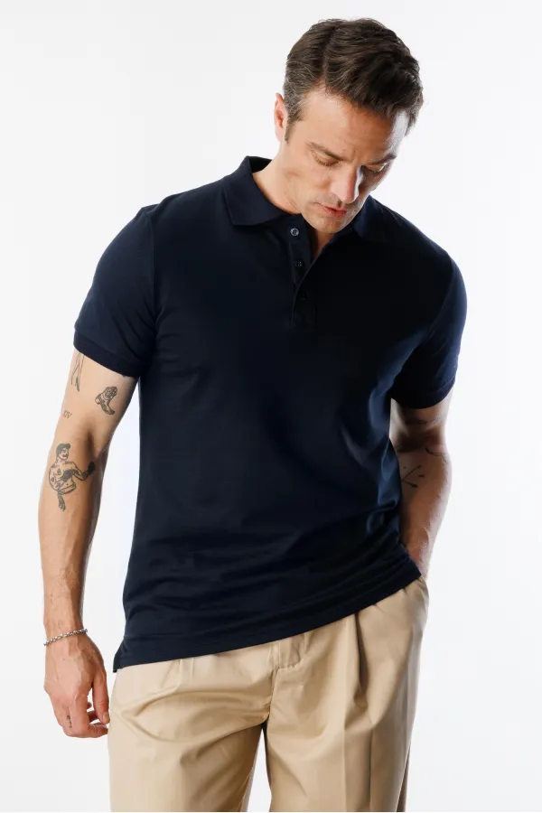  Erkek Çekmeyen Pamuklu Kumaş Regular Fit Standart Kesim Polo Yaka Tişört POLOYAKA-T-SHIRT1
