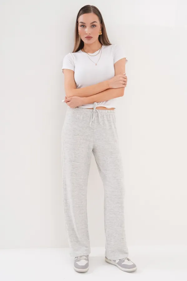 Women's Soft Knitted Trousers with Elastic Waist and Pockets